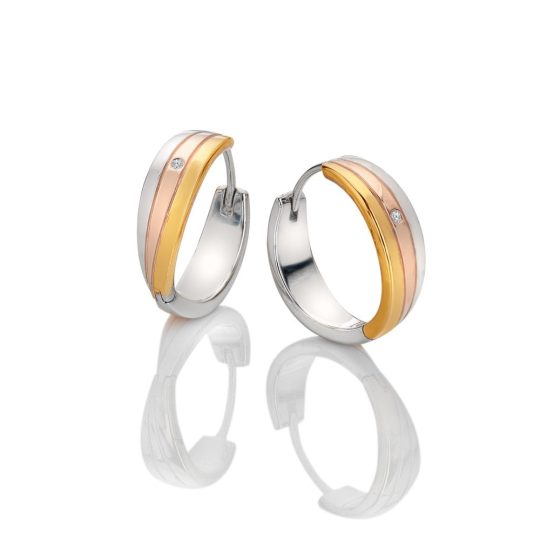 Hot Diamonds Trio Hoop Earrings - Tri-colour